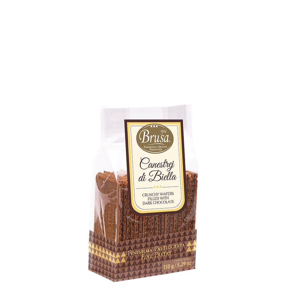 Brusa - Canestrij Bieleis (Waffeln mit dunkler Schokocreme und edlem Mandelöl verfeinert)