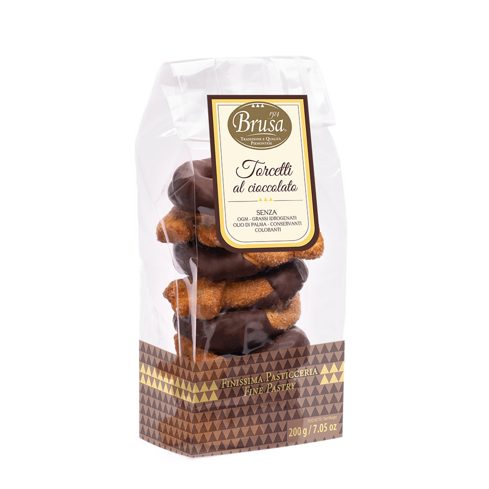 Brusa - Torcetti al Cioccolato (Buttergebäck mit Schokolade überzogen)