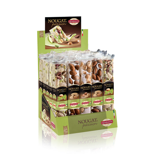 Softnougat im Display "Pistachio", 5 fach sortiert 25 Stück, 100g